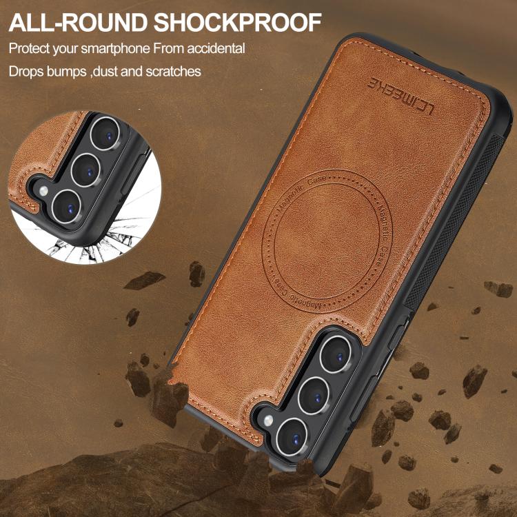 For Samsung Galaxy S25 5G LC.IMEEKE L5 Series Detachable RFID Card Bag Magsafe Phone Case(Brown) - Galaxy S25 5G Cases by LC.IMEEKE | Online Shopping UK | buy2fix