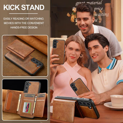 For Samsung Galaxy S25 5G LC.IMEEKE L5 Series Detachable RFID Card Bag Magsafe Phone Case(Brown) - Galaxy S25 5G Cases by LC.IMEEKE | Online Shopping UK | buy2fix