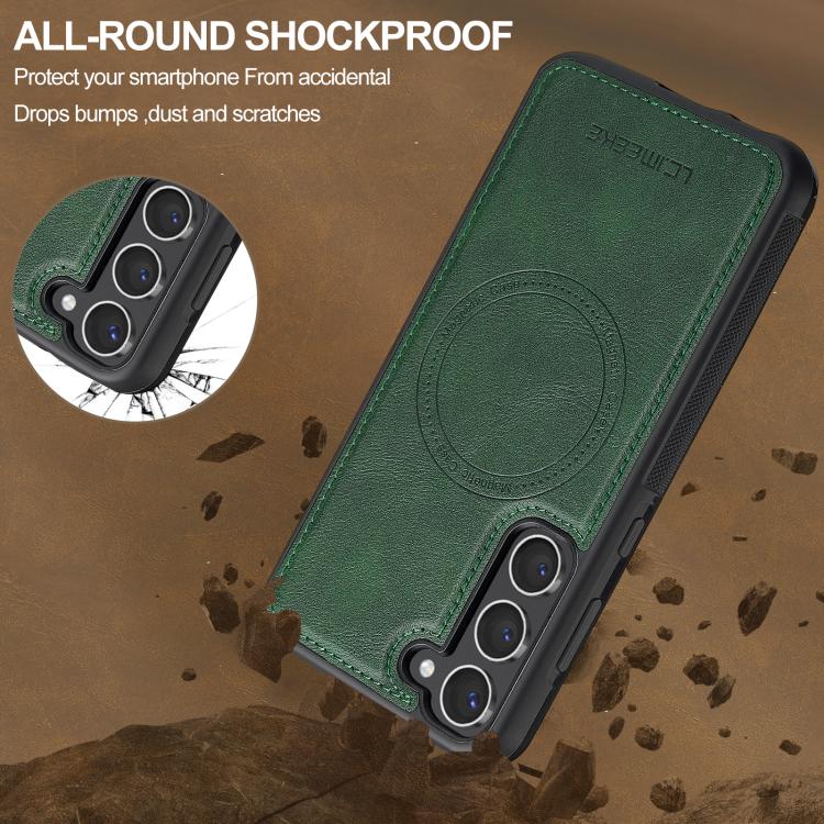 For Samsung Galaxy S25 5G LC.IMEEKE L5 Series Detachable RFID Card Bag Magsafe Phone Case(Green) - Galaxy S25 5G Cases by LC.IMEEKE | Online Shopping UK | buy2fix