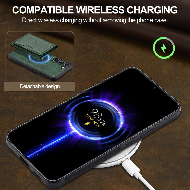 For Samsung Galaxy S25 5G LC.IMEEKE L5 Series Detachable RFID Card Bag Magsafe Phone Case(Green) - Galaxy S25 5G Cases by LC.IMEEKE | Online Shopping UK | buy2fix