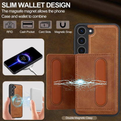 For Samsung Galaxy S25+ 5G LC.IMEEKE L5 Series Detachable RFID Card Bag Magsafe Phone Case(Brown) - Galaxy S25+ 5G Cases by LC.IMEEKE | Online Shopping UK | buy2fix