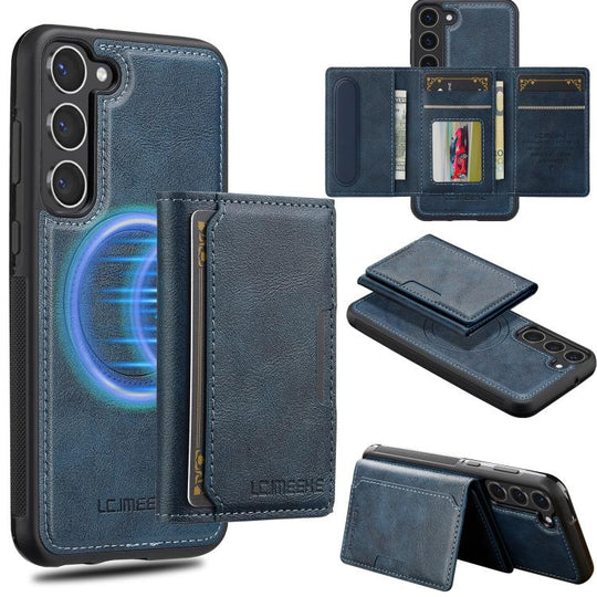For Samsung Galaxy S25+ 5G LC.IMEEKE L5 Series Detachable RFID Card Bag Magsafe Phone Case(Blue)