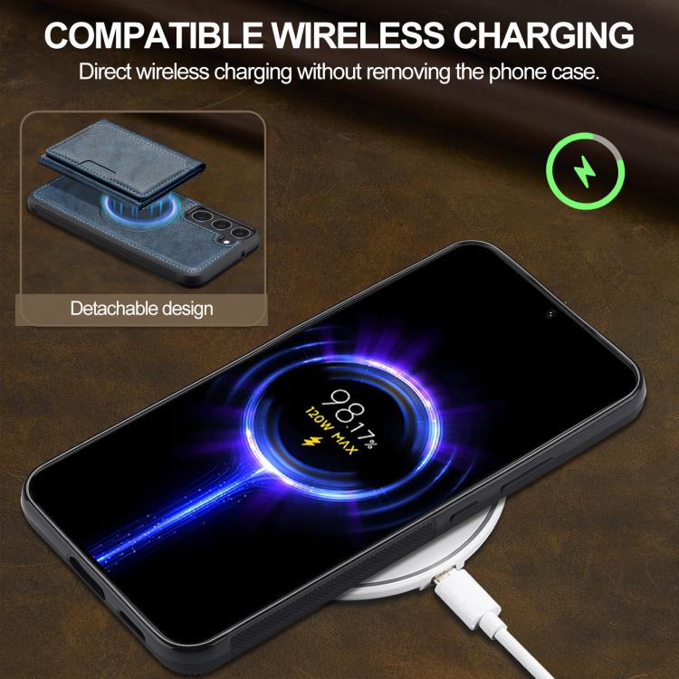 For Samsung Galaxy S25+ 5G LC.IMEEKE L5 Series Detachable RFID Card Bag Magsafe Phone Case(Blue) - Galaxy S25+ 5G Cases by LC.IMEEKE | Online Shopping UK | buy2fix