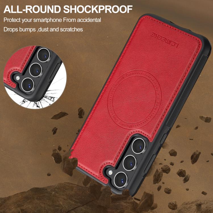For Samsung Galaxy S25+ 5G LC.IMEEKE L5 Series Detachable RFID Card Bag Magsafe Phone Case(Red) - Galaxy S25+ 5G Cases by LC.IMEEKE | Online Shopping UK | buy2fix