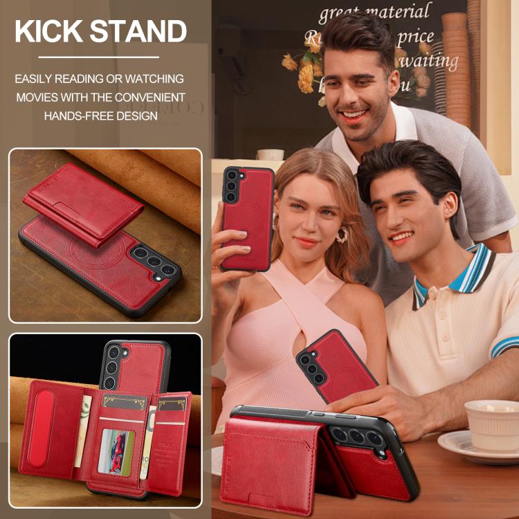 For Samsung Galaxy S25+ 5G LC.IMEEKE L5 Series Detachable RFID Card Bag Magsafe Phone Case(Red) - Galaxy S25+ 5G Cases by LC.IMEEKE | Online Shopping UK | buy2fix