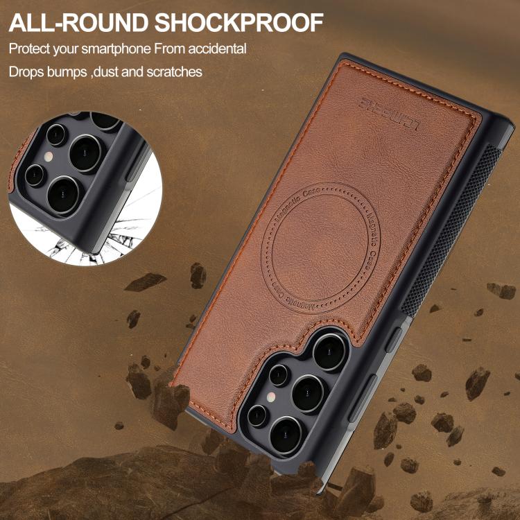 For Samsung Galaxy S25 Ultra 5G LC.IMEEKE L5 Series Detachable RFID Card Bag Magsafe Phone Case(Brown) - Galaxy S25 Ultra 5G Cases by LC.IMEEKE | Online Shopping UK | buy2fix