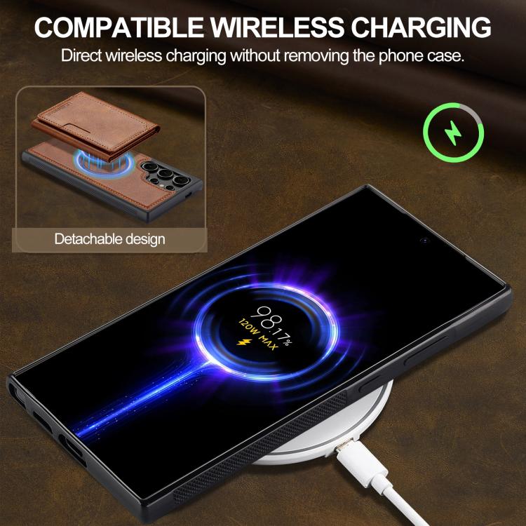 For Samsung Galaxy S25 Ultra 5G LC.IMEEKE L5 Series Detachable RFID Card Bag Magsafe Phone Case(Brown) - Galaxy S25 Ultra 5G Cases by LC.IMEEKE | Online Shopping UK | buy2fix