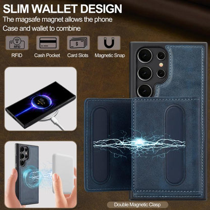 For Samsung Galaxy S25 Ultra 5G LC.IMEEKE L5 Series Detachable RFID Card Bag Magsafe Phone Case(Blue) - Galaxy S25 Ultra 5G Cases by LC.IMEEKE | Online Shopping UK | buy2fix