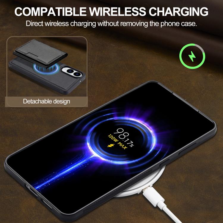 For Samsung Galaxy S25 Edge 5G LC.IMEEKE L5 Series Detachable RFID Card Bag Magsafe Phone Case(Black) - Galaxy S25 Edge 5G Cases by LC.IMEEKE | Online Shopping UK | buy2fix