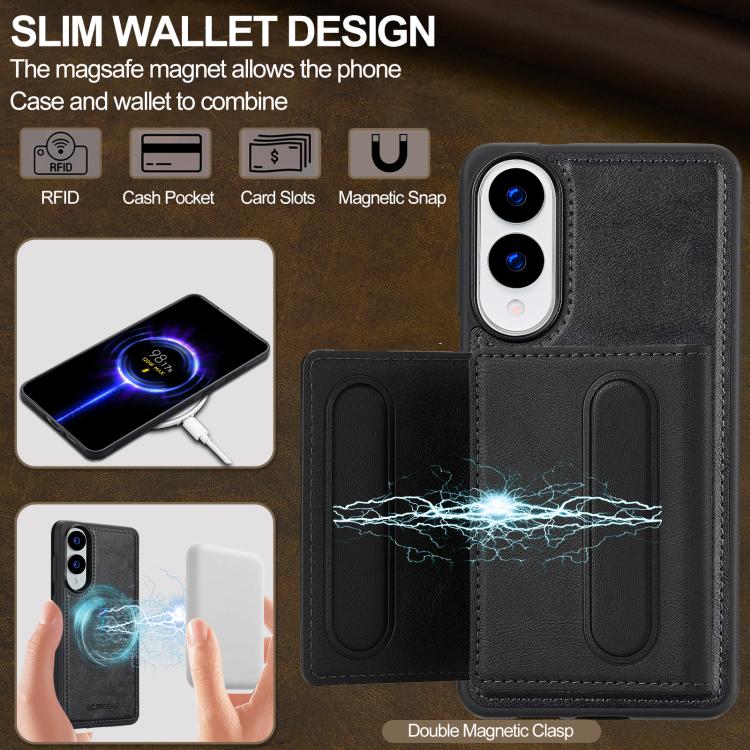 For Samsung Galaxy S25 Edge 5G LC.IMEEKE L5 Series Detachable RFID Card Bag Magsafe Phone Case(Black) - Galaxy S25 Edge 5G Cases by LC.IMEEKE | Online Shopping UK | buy2fix