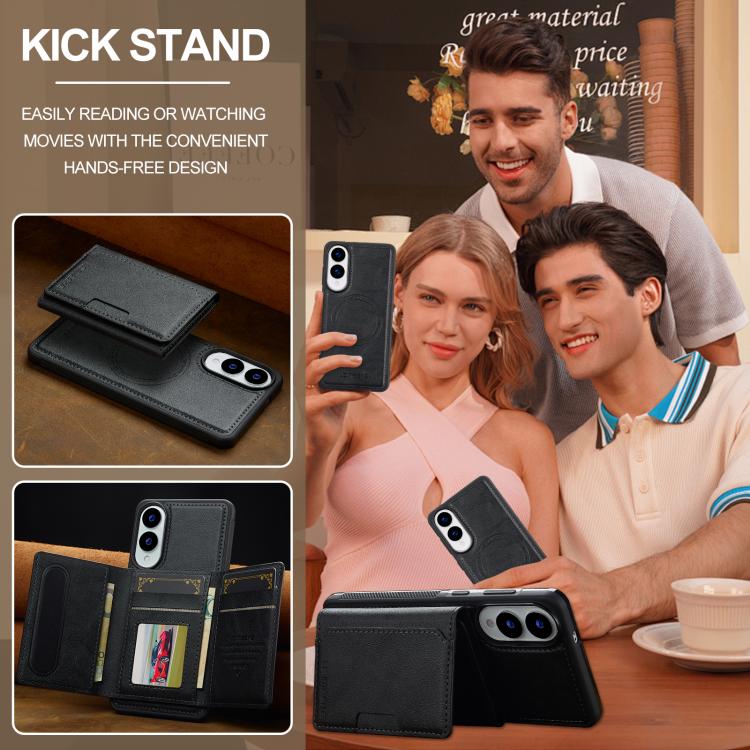 For Samsung Galaxy S25 Edge 5G LC.IMEEKE L5 Series Detachable RFID Card Bag Magsafe Phone Case(Black) - Galaxy S25 Edge 5G Cases by LC.IMEEKE | Online Shopping UK | buy2fix