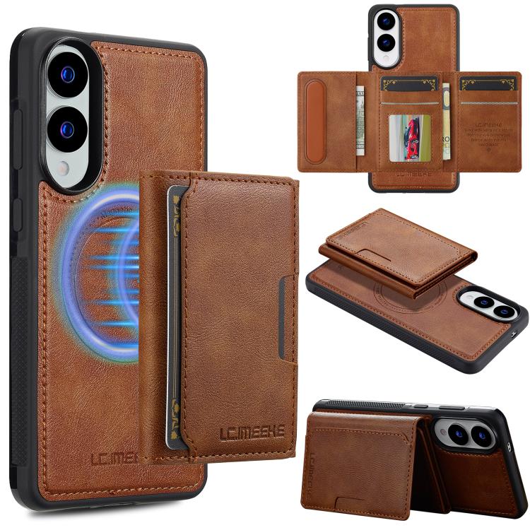 For Samsung Galaxy S25 Edge 5G LC.IMEEKE L5 Series Detachable RFID Card Bag Magsafe Phone Case(Brown) - Galaxy S25 Edge 5G Cases by LC.IMEEKE | Online Shopping UK | buy2fix