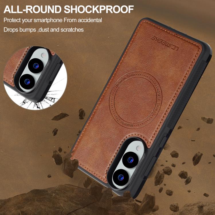 For Samsung Galaxy S25 Edge 5G LC.IMEEKE L5 Series Detachable RFID Card Bag Magsafe Phone Case(Brown) - Galaxy S25 Edge 5G Cases by LC.IMEEKE | Online Shopping UK | buy2fix