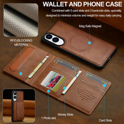 For Samsung Galaxy S25 Edge 5G LC.IMEEKE L5 Series Detachable RFID Card Bag Magsafe Phone Case(Brown) - Galaxy S25 Edge 5G Cases by LC.IMEEKE | Online Shopping UK | buy2fix