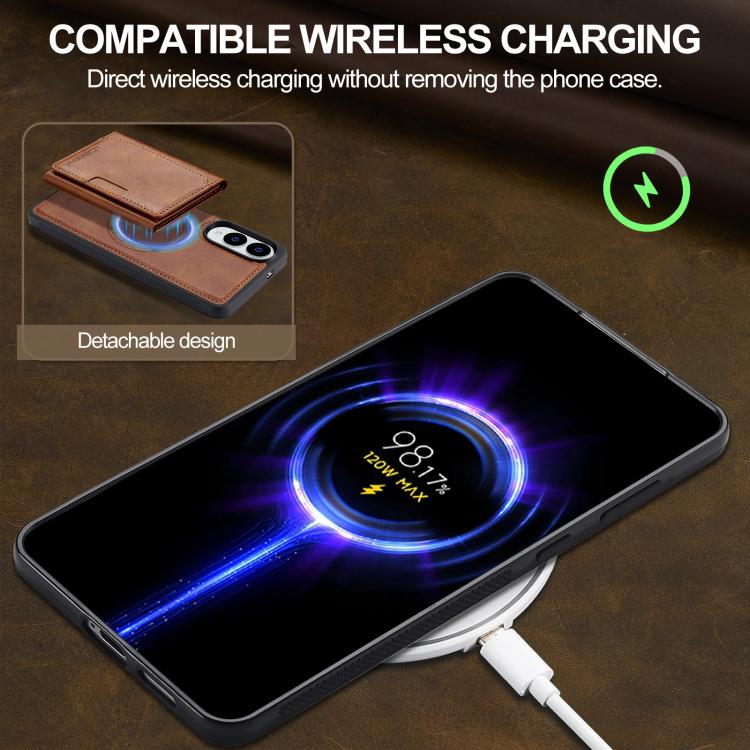 For Samsung Galaxy S25 Edge 5G LC.IMEEKE L5 Series Detachable RFID Card Bag Magsafe Phone Case(Brown) - Galaxy S25 Edge 5G Cases by LC.IMEEKE | Online Shopping UK | buy2fix