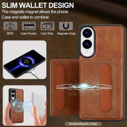 For Samsung Galaxy S25 Edge 5G LC.IMEEKE L5 Series Detachable RFID Card Bag Magsafe Phone Case(Brown) - Galaxy S25 Edge 5G Cases by LC.IMEEKE | Online Shopping UK | buy2fix