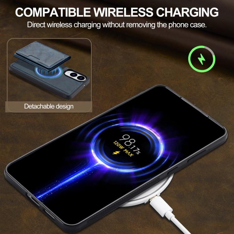 For Samsung Galaxy S25 Edge 5G LC.IMEEKE L5 Series Detachable RFID Card Bag Magsafe Phone Case(Blue) - Galaxy S25 Edge 5G Cases by LC.IMEEKE | Online Shopping UK | buy2fix