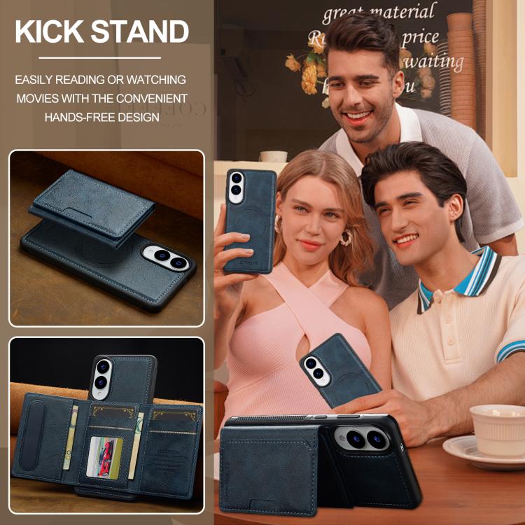 For Samsung Galaxy S25 Edge 5G LC.IMEEKE L5 Series Detachable RFID Card Bag Magsafe Phone Case(Blue) - Galaxy S25 Edge 5G Cases by LC.IMEEKE | Online Shopping UK | buy2fix