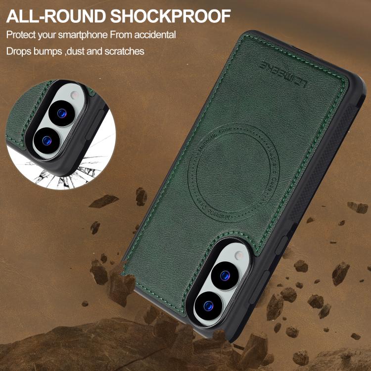 For Samsung Galaxy S25 Edge 5G LC.IMEEKE L5 Series Detachable RFID Card Bag Magsafe Phone Case(Green) - Galaxy S25 Edge 5G Cases by LC.IMEEKE | Online Shopping UK | buy2fix