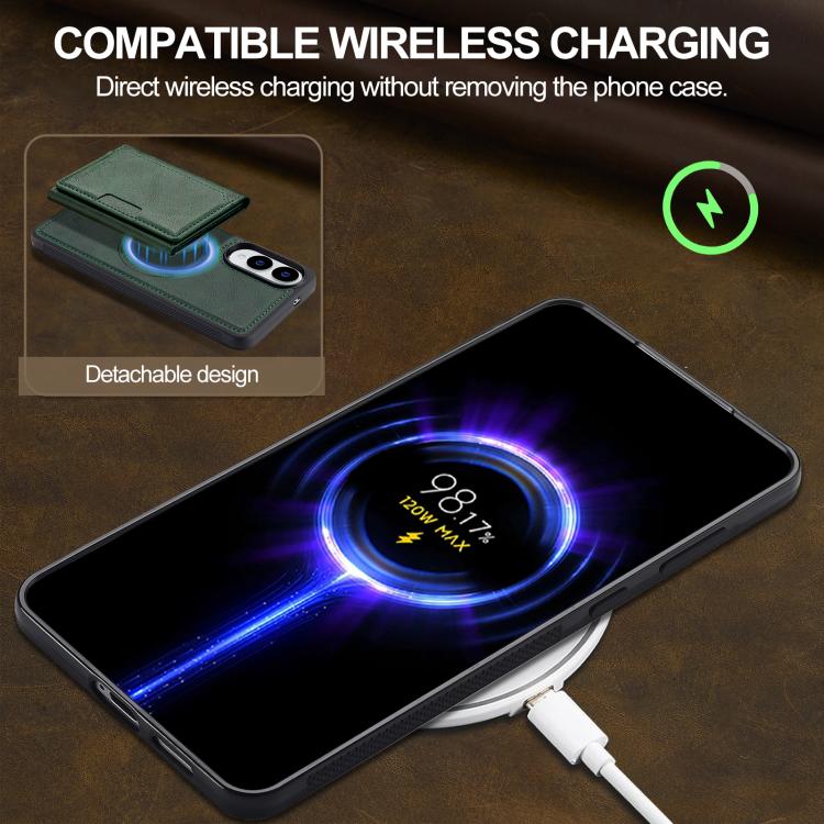 For Samsung Galaxy S25 Edge 5G LC.IMEEKE L5 Series Detachable RFID Card Bag Magsafe Phone Case(Green) - Galaxy S25 Edge 5G Cases by LC.IMEEKE | Online Shopping UK | buy2fix