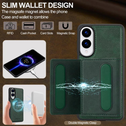 For Samsung Galaxy S25 Edge 5G LC.IMEEKE L5 Series Detachable RFID Card Bag Magsafe Phone Case(Green) - Galaxy S25 Edge 5G Cases by LC.IMEEKE | Online Shopping UK | buy2fix