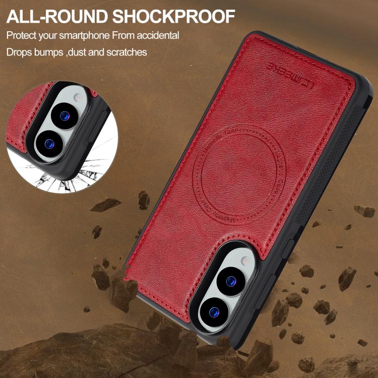 For Samsung Galaxy S25 Edge 5G LC.IMEEKE L5 Series Detachable RFID Card Bag Magsafe Phone Case(Red) - Galaxy S25 Edge 5G Cases by LC.IMEEKE | Online Shopping UK | buy2fix