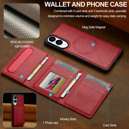 For Samsung Galaxy S25 Edge 5G LC.IMEEKE L5 Series Detachable RFID Card Bag Magsafe Phone Case(Red) - Galaxy S25 Edge 5G Cases by LC.IMEEKE | Online Shopping UK | buy2fix