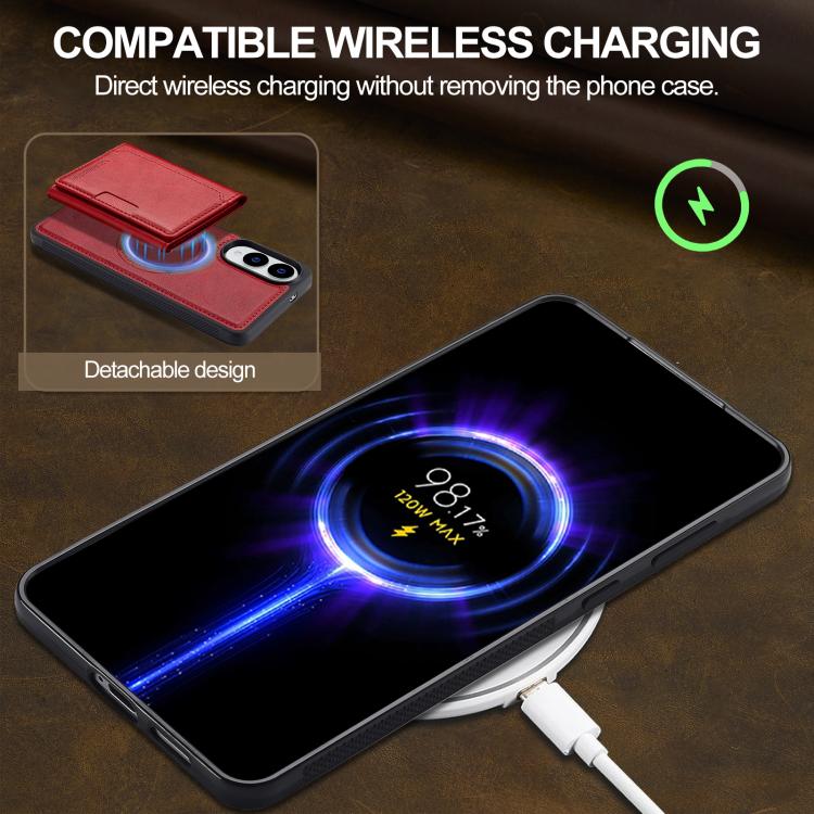 For Samsung Galaxy S25 Edge 5G LC.IMEEKE L5 Series Detachable RFID Card Bag Magsafe Phone Case(Red) - Galaxy S25 Edge 5G Cases by LC.IMEEKE | Online Shopping UK | buy2fix