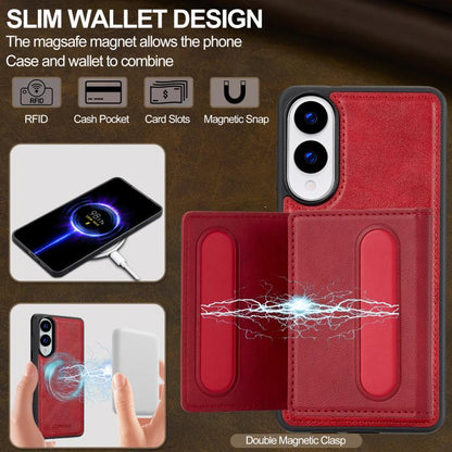 For Samsung Galaxy S25 Edge 5G LC.IMEEKE L5 Series Detachable RFID Card Bag Magsafe Phone Case(Red) - Galaxy S25 Edge 5G Cases by LC.IMEEKE | Online Shopping UK | buy2fix