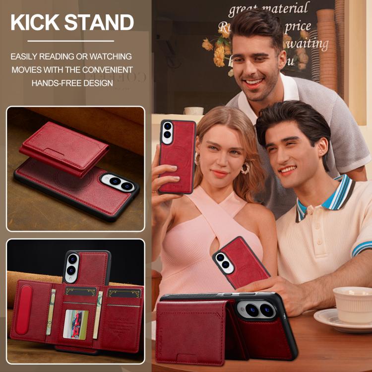 For Samsung Galaxy S25 Edge 5G LC.IMEEKE L5 Series Detachable RFID Card Bag Magsafe Phone Case(Red) - Galaxy S25 Edge 5G Cases by LC.IMEEKE | Online Shopping UK | buy2fix