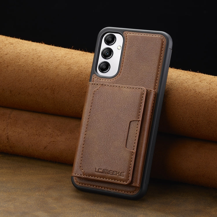 For Samsung Galaxy A14 5G / 4G LC.IMEEKE L5 Series Detachable RFID Card Bag Magsafe Phone Case(Brown) - Galaxy Phone Cases by LC.IMEEKE | Online Shopping UK | buy2fix