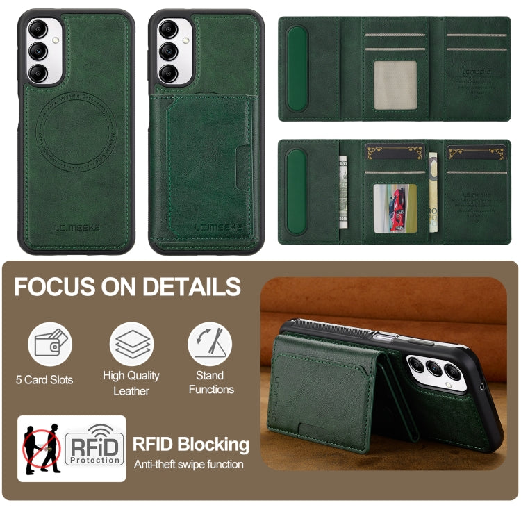 For Samsung Galaxy A14 5G / 4G LC.IMEEKE L5 Series Detachable RFID Card Bag Magsafe Phone Case(Green) - Galaxy Phone Cases by LC.IMEEKE | Online Shopping UK | buy2fix