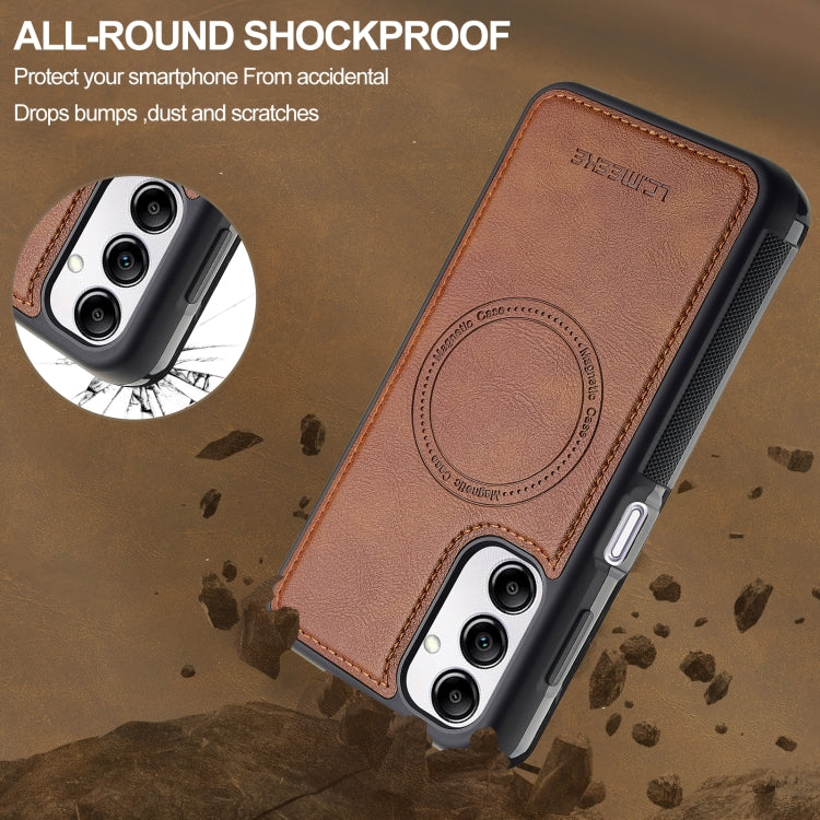 For Samsung Galaxy A34 5G LC.IMEEKE L5 Series Detachable RFID Card Bag Magsafe Phone Case(Brown) - Galaxy Phone Cases by LC.IMEEKE | Online Shopping UK | buy2fix