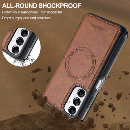 For Samsung Galaxy A34 5G LC.IMEEKE L5 Series Detachable RFID Card Bag Magsafe Phone Case(Brown) - Galaxy Phone Cases by LC.IMEEKE | Online Shopping UK | buy2fix