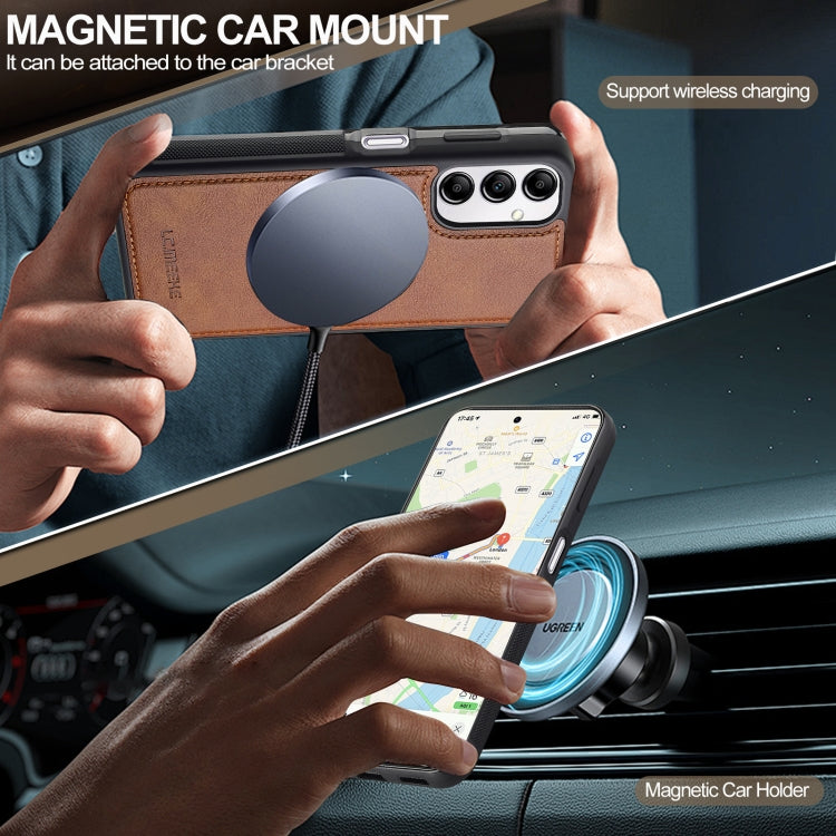 For Samsung Galaxy A34 5G LC.IMEEKE L5 Series Detachable RFID Card Bag Magsafe Phone Case(Brown) - Galaxy Phone Cases by LC.IMEEKE | Online Shopping UK | buy2fix