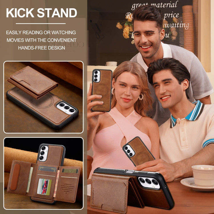 For Samsung Galaxy A34 5G LC.IMEEKE L5 Series Detachable RFID Card Bag Magsafe Phone Case(Brown) - Galaxy Phone Cases by LC.IMEEKE | Online Shopping UK | buy2fix