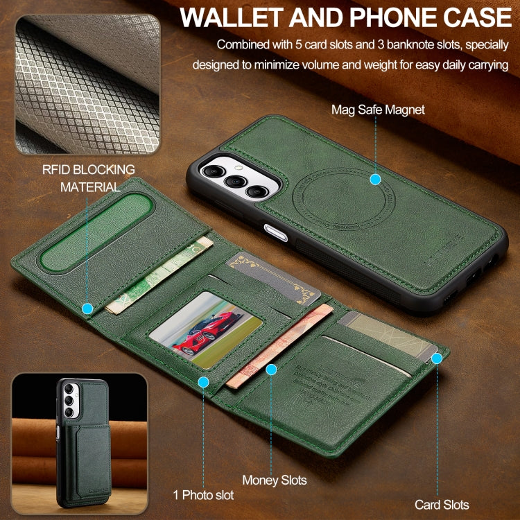 For Samsung Galaxy A34 5G LC.IMEEKE L5 Series Detachable RFID Card Bag Magsafe Phone Case(Green) - Galaxy Phone Cases by LC.IMEEKE | Online Shopping UK | buy2fix