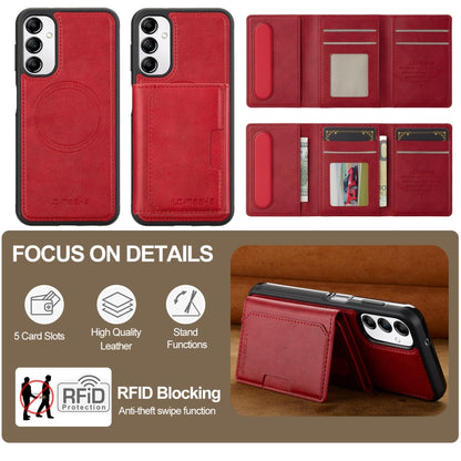 For Samsung Galaxy A34 5G LC.IMEEKE L5 Series Detachable RFID Card Bag Magsafe Phone Case(Red) - Galaxy Phone Cases by LC.IMEEKE | Online Shopping UK | buy2fix