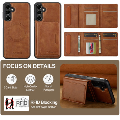 For Samsung Galaxy A35 5G LC.IMEEKE L5 Series Detachable RFID Card Bag Magsafe Phone Case(Brown) - Galaxy Phone Cases by LC.IMEEKE | Online Shopping UK | buy2fix