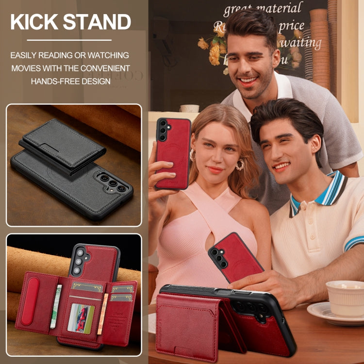 For Samsung Galaxy A35 5G LC.IMEEKE L5 Series Detachable RFID Card Bag Magsafe Phone Case(Red) - Galaxy Phone Cases by LC.IMEEKE | Online Shopping UK | buy2fix