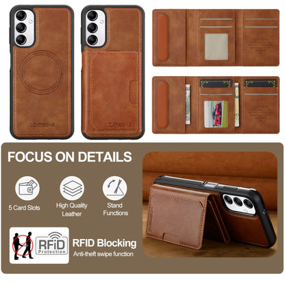 For Samsung Galaxy A54 5G LC.IMEEKE L5 Series Detachable RFID Card Bag Magsafe Phone Case(Brown) - Galaxy Phone Cases by LC.IMEEKE | Online Shopping UK | buy2fix
