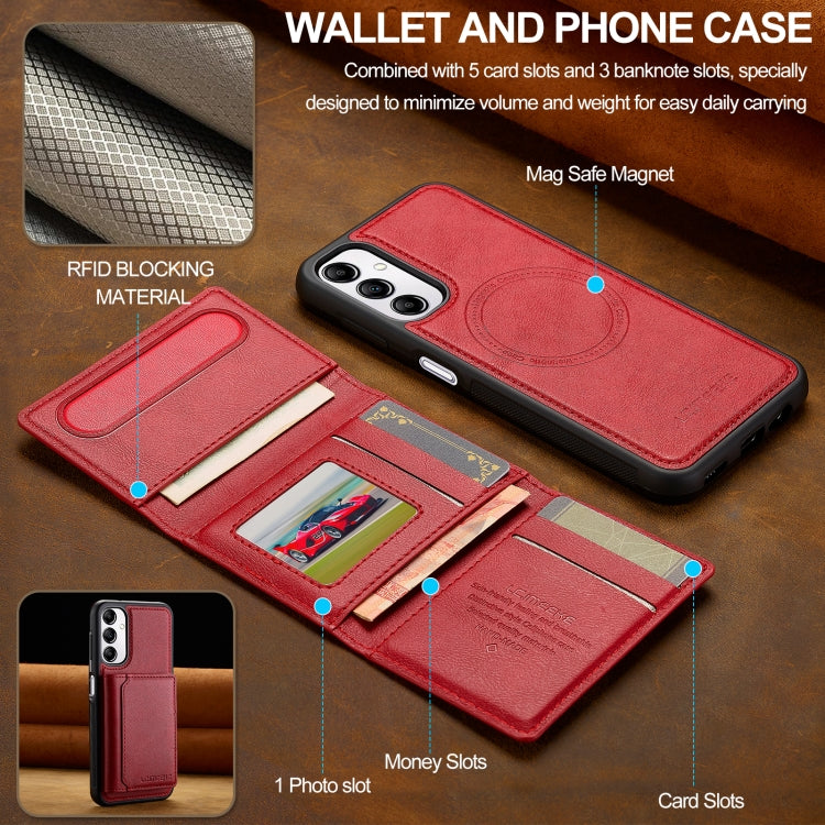 For Samsung Galaxy A54 5G LC.IMEEKE L5 Series Detachable RFID Card Bag Magsafe Phone Case(Red) - Galaxy Phone Cases by LC.IMEEKE | Online Shopping UK | buy2fix