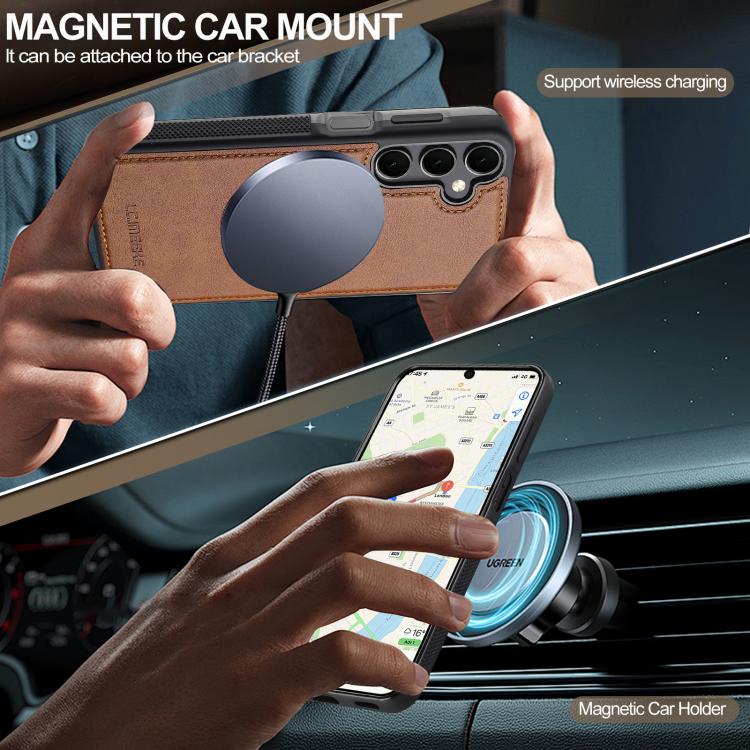 For Samsung Galaxy A56 5G LC.IMEEKE L5 Series Detachable RFID Card Bag Magsafe Phone Case(Brown) - Galaxy Phone Cases by LC.IMEEKE | Online Shopping UK | buy2fix