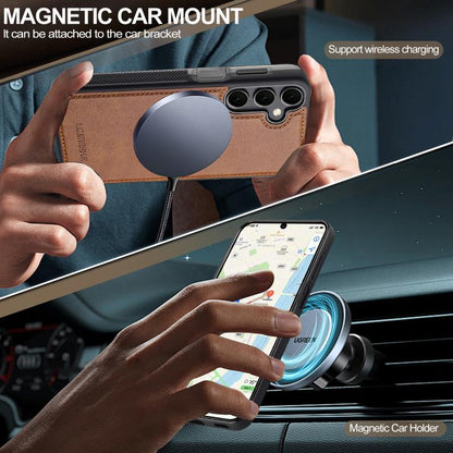 For Samsung Galaxy A56 5G LC.IMEEKE L5 Series Detachable RFID Card Bag Magsafe Phone Case(Brown) - Galaxy Phone Cases by LC.IMEEKE | Online Shopping UK | buy2fix