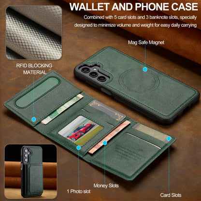 For Samsung Galaxy A56 5G LC.IMEEKE L5 Series Detachable RFID Card Bag Magsafe Phone Case(Green) - Galaxy Phone Cases by LC.IMEEKE | Online Shopping UK | buy2fix
