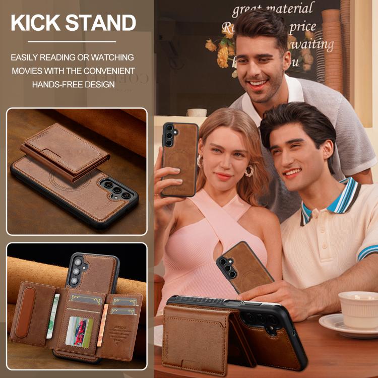 For Samsung Galaxy A36 5G LC.IMEEKE L5 Series Detachable RFID Card Bag Magsafe Phone Case(Brown) - Galaxy Phone Cases by LC.IMEEKE | Online Shopping UK | buy2fix