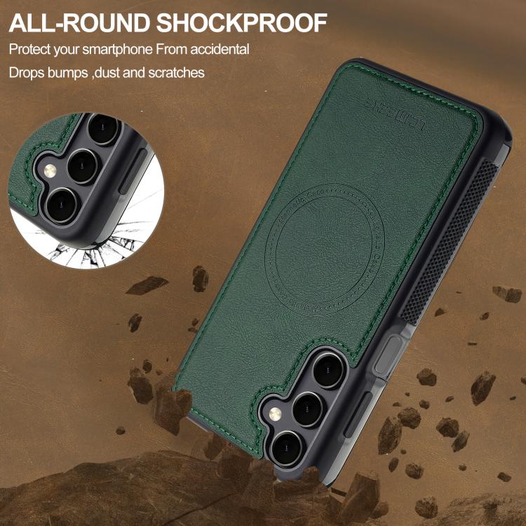 For Samsung Galaxy A36 5G LC.IMEEKE L5 Series Detachable RFID Card Bag Magsafe Phone Case(Green) - Galaxy Phone Cases by LC.IMEEKE | Online Shopping UK | buy2fix