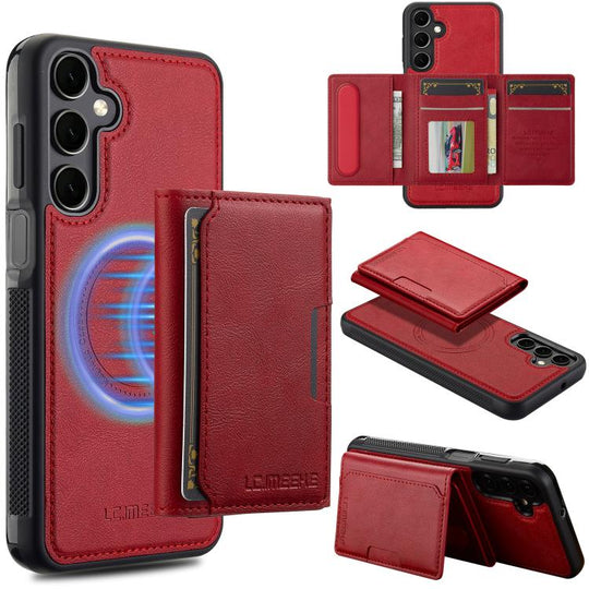 For Samsung Galaxy A36 5G LC.IMEEKE L5 Series Detachable RFID Card Bag Magsafe Phone Case(Red)