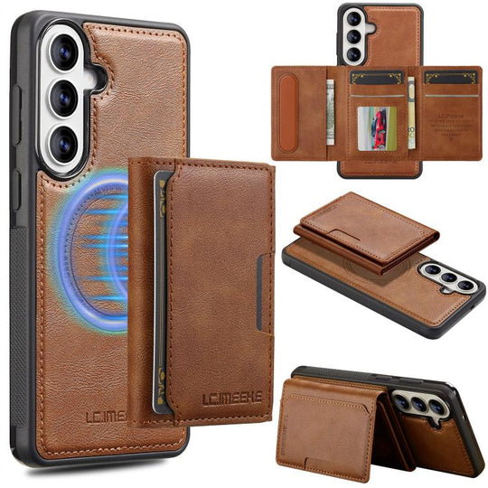 For Samsung Galaxy A37 5G LC.IMEEKE L5 Series Detachable RFID Card Bag Magsafe Phone Case(Brown)