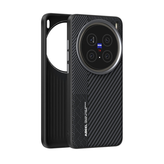 For vivo X200 Pro ABEEL 6D Micro Relief MagSafe Magnetic Phone Case(Carbon Fiber Black)